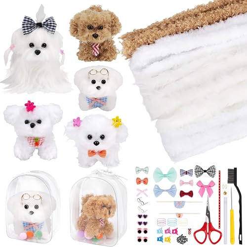 JelyArt Limpiador de pipas XXL para manualidades, limpiador de pipas, 10 perros coloridos para manualidades con accesorios, incluye 2 bolsas de regalo y ojos oscilantes, alambre de chenilla grueso