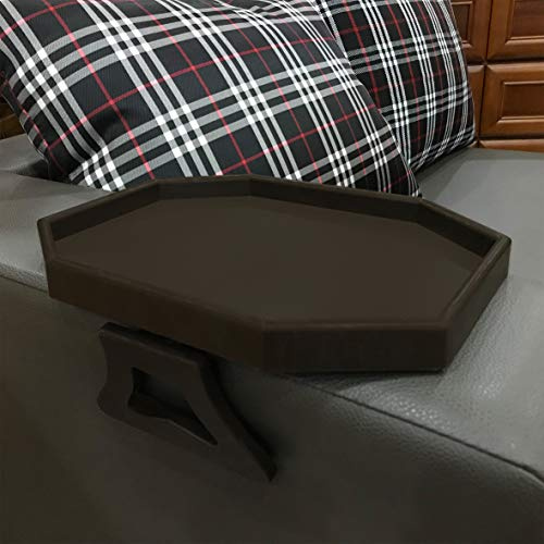 Clip-On Side Table for Sofa Armrest, Couch Tray for Drinks & Snacks(Cherry) | Sturdy, food-grade material, BPA-free. Fits 5-9 in arms. Holds books, phone, remote. Foldable, no tools needed