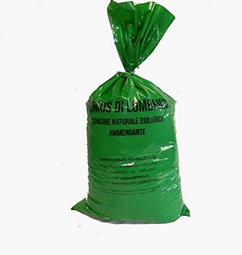 Humus di Lombrico Grezzo Sacco kg.20 o Litri 40 Concime E Fertilizzante Multiuso Certificato Biologico e Naturale