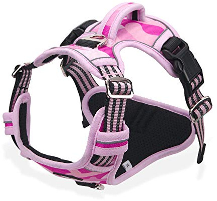 Dociote Anti Zug hundegeschirr Brustgeschirr Sicherheitsgeschirr mit Griff und Reflektorstreifen No Pull Geschirr für mittele & große Hunde S Tarn Rosa