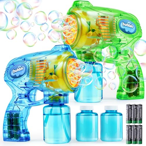 JOYIN (2 * 148 ml) 2 såpbubbelpistoler för barn med såpbubbelvätska, såpbubbelblåsare för såpbubbelfester, födelsedagar, inomhus och utomhusaktiviteter, sommarleksaker, påsk