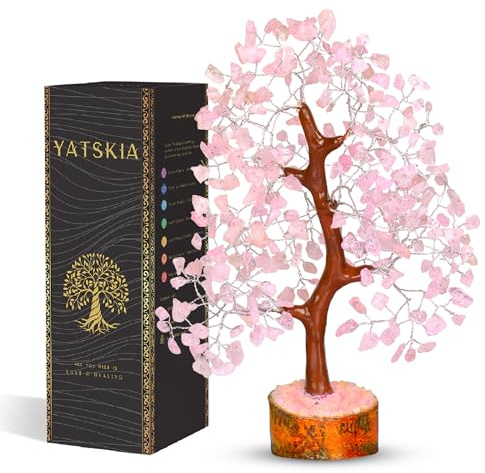 Rose Quartz Crystal Tree - Bonsai Tree of Life - Pink Room Decor - Spiritual Decor - Desk Decorations for Women Office - Gemstones and Crystals - Stones and Crystals - Money Tree - Good Luck Charms