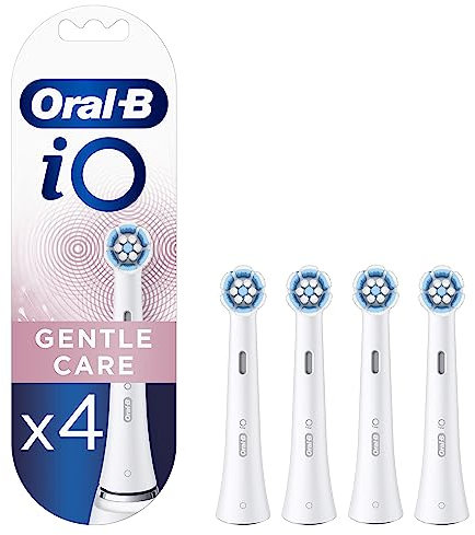 Oral-B iO Gentle Care Recambios para Cepillo de Dientes Eléctrico, Paquete de 4 Cabezales, Blanco - Originales