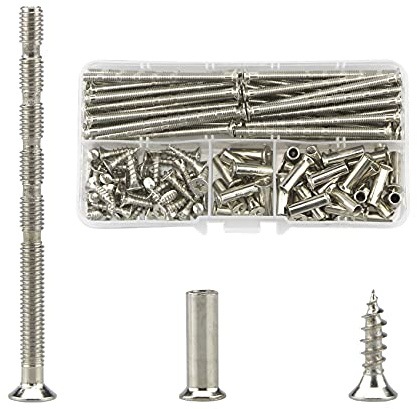 120 Pcs Door Handle Fixing Screws,M4 Connecting Bolts And Sleeves | 40 Sets Adjustable Bolt Length,Used To Fastener and Fixing Furniture,Door Handles,Keyholes,Cabinets,Drawers(60mm)