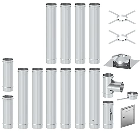 H&M Germany EW FU Edelstahl Sanierungsbausatz 11m Ø130mm 0,6mm Materialstärke Schornstein Kamin Einwandig Sanierung für gemauerten Kamin