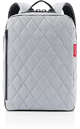 reisenthel classic backpack M rhombus light grey - durchdachter Rucksack, modernes Design mit Netzrücken - rechteckiger Boden für Stabilität