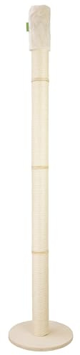 Kratzbaumland Woody-Deckenspanner Kratzbaum mit 12 cm Premium-Sisalstämme (230-240 cm)(Sisalfarbe Sandgrau)(Creme - Edelplüsch)