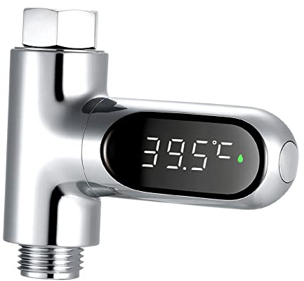 Splenssy Digitales Duschthermometer ℃ / ℉ Badtemperaturmonitor Wasserthermometer 5~85 ℃ Messung der um 360 ° drehbaren LED-Anzeige für ältere Babys