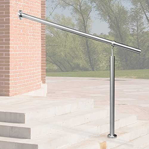 Randaco Corrimano in acciaio inox, corrimano per scale, ringhiera, montaggio laterale, angolo regolabile, con materiale di montaggio, facile da pulire, per interni ed esterni, 120 cm
