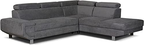 Artic corner grey color sofa bed with storage - premium quality fabric - right and left arm sofa bed (Right arm)
