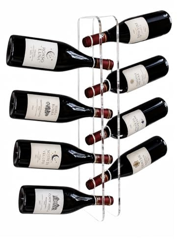Agplex Cantinetta Vino Da Parete In Plexiglass Trasparente - Porta Bottiglie Di Vino Per Cucina (Capacità 10 Bottiglie)