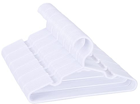 100 Pack White Kids Hangers 11.6 Inch - Baby Clothes Hangers for Toddler & Child, Durable Plastic Children's Hangers for Closet, Pants, Coats, Skirts (Non-Slip, Space-Saving)