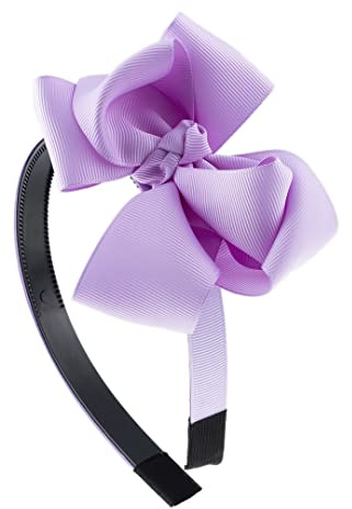 Righe e Pois 232-323- Cerchietto per capelli da bambina con fiocco laterale in tessuto caneté (Lilla)