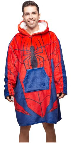 Disney Home Spiderman- Übergroße Hoodie Sweatshirt Decke mit Kapuze für Junge Kinder- Spiderman Oversized Sherpa Fleece Kapuzenpullover- 70x102 cm