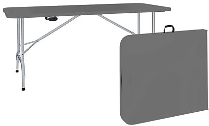 Arreditaly Tavolo Tavolino Pieghevole In Resina Dura Set Birreria Facile Trasporto Con Maniglia Ideale Terrazzo Campeggio Giardino Fiere Sagre Rettangolare 180 x 74 x 74 Cm (Grigio Scuro, Classico)