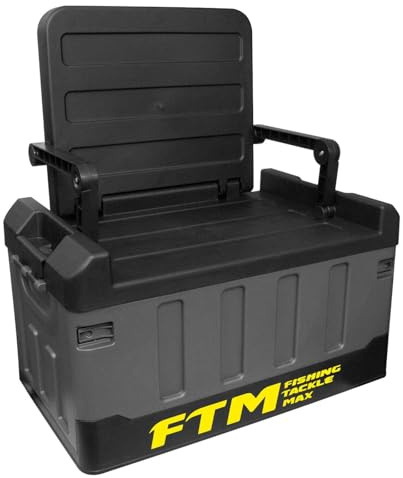 FTM Klappbox mit Sitz und Einlage - Sitzbox, Zubehörbox, Angeltruhe zum Forellenangeln
