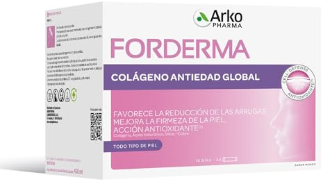 ARKOPHARMA Forderma Colágeno Antiedad Global 30 Sticks, Péptidos y Vit C | Con ácido hialurónico; piel firme y radiante, reduce arrugas. Elasticidad, hidratación, antioxidante.