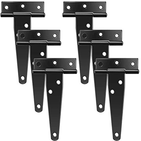 LXYDPZ 6. PCS 4. Zoll T-Scharnier Scharnier Antikes Tor mit Scharnier Rostschutz Türblatt Schwarz Scharnierfenster, Zaun und Scheunentor