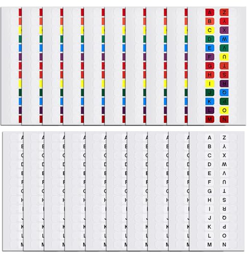 Alphabetische Selbstklebende Register,Selbstklebende Register,A-Z Alphabetische Registerregister,Buchstaben Index Tabs Farbig,A-Z Register für Ordner Notebook Datei,Wasserdicht Alphabetische Register