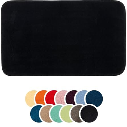 liebling Badteppich, 100% Polyester - Mikrofaser, Serie Santos, 50 x 70 cm,1500 g/m², 30 Grad waschbar, Farbe: schwarz