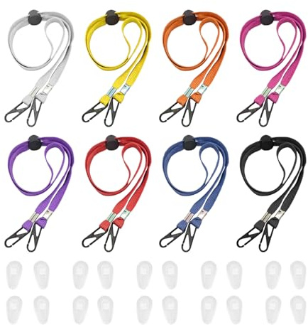 DHSBGWSX 8 Cuerdas Para Gafas, 10 Pares De Almohadillas Para La Nariz, Cadenas Para Gafas De Colores, Cuerdas Para Gafas Antideslizantes, Cuerdas Fijas Multiusos