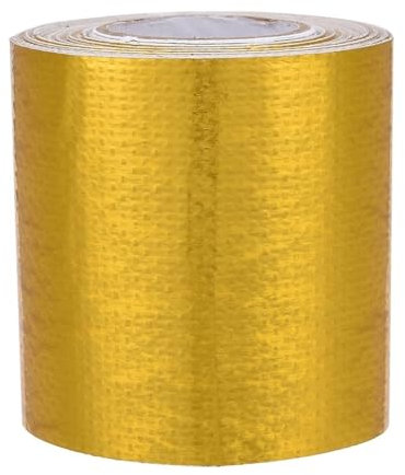 OZLCUA Hitzeschutzband Auspuff 5 Meter Glasfaser-Hitzeschild-Aluminiumfolienband, Autoauspuffrohr, Ansaugrohr, Motorwärmedämmung, selbstklebendes Band Auspuff-Verpackung(Gold)