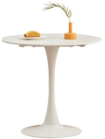 GrandCA HOME 80cm weißer moderner runder Esstisch,Tisch rund 80 cm, Esstisch rund,geeignet für 2–4 Personen, Geeignet für Küche,Wohnzimmer, Esszimmer,Weiß