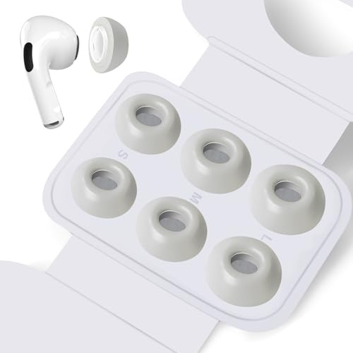 HEEKIM Airpods Pro/Airpods Pro 2 mit Loch zur Geräuschreduzierung, 3 Paar Silikon-Ohrstöpsel Anti Rutsch Soft Silikon Airpods pro Ersatz-Ohrstöpsel Aufsätze (S/M/L) (Mondschatten Weiß)