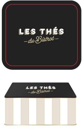 COOK CONCEPT Boîte en Métal Vintage pour Thés et Épices 20x7x13 cm | Métal, design vintage, conservation thés épices aliments secs, format 20x7x13 cm, noir vert beige, cuisine, décorative