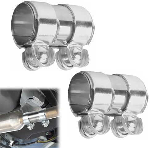 2 Piezas Abrazadera de Tubo de Escape, Φ60mm*120mm Abrazadera de Banda de Escape, Acero Inoxidable Conector de Tubo de Escape, Conector de Tubo de Escape, Abrazadera Union Escape