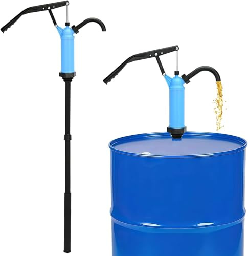 Ticfox Pompa Manuale per Fusti Olio, 40-60 l/min Pompa a tamburo con leva regolabile manualmente da 55 galloni per il trasporto di liquidi combustibili