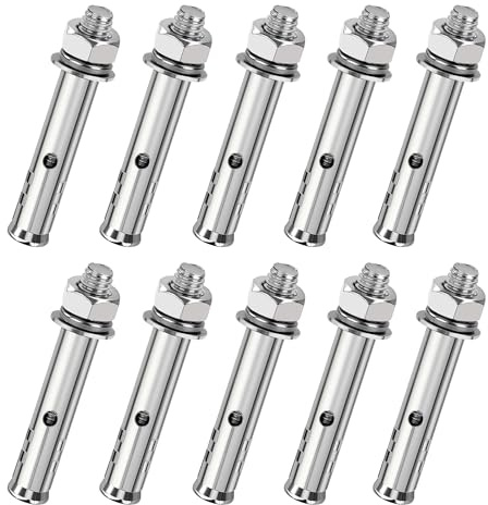 Songella Schwerlastdübel Sechskant Dehnschraube M8*60mm Edelstahl Expansionsschraube für Inneneinrichtung Wandbau Anlagenbau 10 Stück