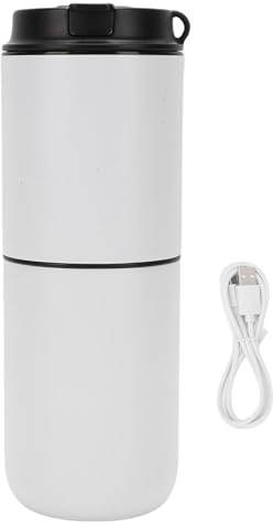 Smandy Cafetière électrique avec Moulin, 350 Ml de Tasse à café sans Fil de Broyage et D'ébullition Intégrés Protables pour L'extérieur (WHITE)