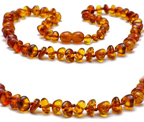 Handgefertigte Bernsteinkette aus Naturbernstein – Bernstein Schmuck für Damen, Herren und die ganze Familie, einzigartiger Naturschmuck, perfekte Geschenkidee & Glücksbringer (Cognac, 35 CM)