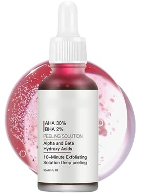 Fruchtsäurepeeling Gesicht, Chemisches Peeling Gesicht, BHA Peeling Serum für Gentle Exfoliating, Porenreiniger, Feuchtigkeitsspendend und Aufhellung, Reduzieren Sie feine Linien und Falten (30ml, 1)