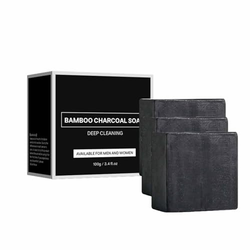 Bamboo Charcoal Soaps, Bamboo Charcoal Essential Oil Soap For Men And Women, Oil Control Refreshing Cleaning Face Washing Shower Soap, for Face and Body (3)