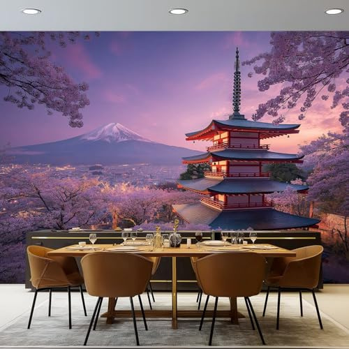 Carta da Parati Fiori Di Ciliegio Architettura Motivo - 200 x 140 cm Art Carta Da Parati Fotografica per Soggiorno Camera Ristorante Camera, Stile Moderno tema 3D Murale Decorazione da Parete