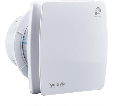 XIIW Leiser Badlüfter Ø100mm mit Feuchtigkeitssensor Abluftventilator einstellbarer Nachlaufzeit, Wandventilator mit Timing & Rückstauklappe [95m³/h, 12W, 34dB] zum Badezimmer, WC, Küche