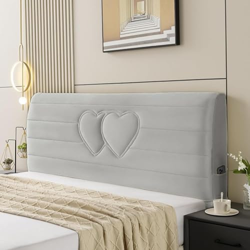Bett Kopfteil Bezug/Überzug, Kopfteilbezug Für, Stretch Husse Staubdicht, Bettkopfteil Hussen Für Gepolsterte(Light Gray,200cm/78inch)