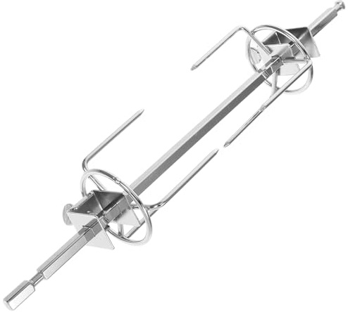 Lurrose Edelstahl Grillgabel für Hähnchen mit Rändelschraube Grillspieß 28cm Drehbarer Brathähnchengabel für Grill und Backofen