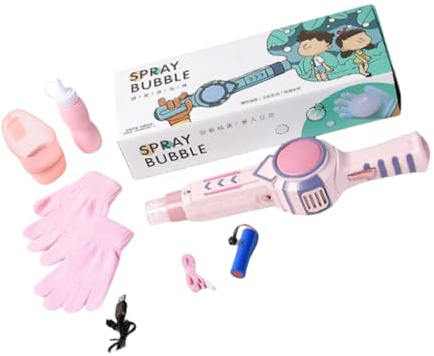 Pocoiau Rechargeable Fog Bubble Wand for with Gloves and Outdoor Fun Outdoor Bubble Gadget