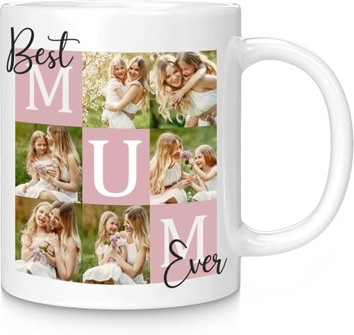 EKAM Personalised Happy Mother’s Day Mug, Gifts for Mum from Daughter Son, 11oz Ceramic Mug with Multi Photo Printed Collage Memorable Gift Ideas for Mum, Mummy Gift Ideas (Design 2)