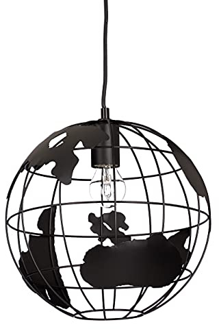 Relaxdays Hängeleuchte Kugel, Pendelleuchte im Globus Design, höhenverstellbare Deckenlampe aus Metall, Ø 30 cm, schwarz
