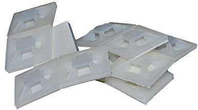 Klebepad Klebesockel Kabelbinder Befestigungssockel Kabelhalter 100 Stk. (28 x 28 mm, weiß/natur)