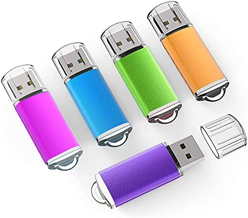 K&ZZ Lot de 5 clés USB 4G faciles à Ranger - pour Stockage de données numériques - Zip Drive - Jump Drive - Flash Stick - Couleurs mélangées