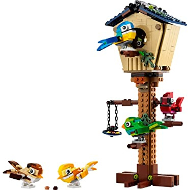 LEGO Creator 3in1 Birdhouse 31143, Birds to Hedgehog to Beehive Set, Forest Animal Figures, Building Toys for Kids Ages 8 Years and Over, Colorful Toy Set, Gift Idea