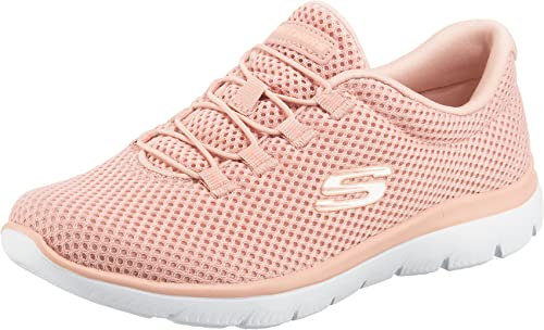 Skechers Womens Summits Artistry Chic Sneaker, Rose Mesh White Trim, 7 UK