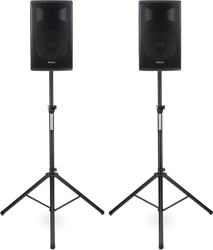 Pronomic E-212 MA Set: 2 Cajas activas 2 vías, 2x120W RMS, woofer 12, Driver 1, Bluetooth, MP3 USB/SD, inclinación Monitor, Incluye Soportes.