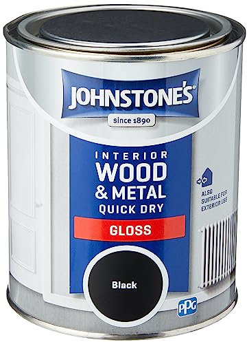 Johnstone's - Wood & Metal Paint - Gloss Finish - Black - 750ml - Water Based - Non Drip & Quick Drying - Radiator Paint - Low Odour - Dry in 1-2 Hours - 8m2 Coverage per Litre