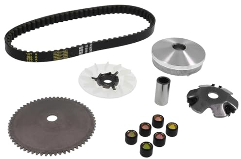 Variomatik Set GY6 50ccm 4T inkl. Keilriemen kompatibel mit Baotian, Rex 4T | Inkl. Riemenscheibe, Lüfterrad, Variogewichte 16x13 5,5g, Keilriemen 669x18x30; kompatibel mit Benzhou, Flex-Tech, Explorer